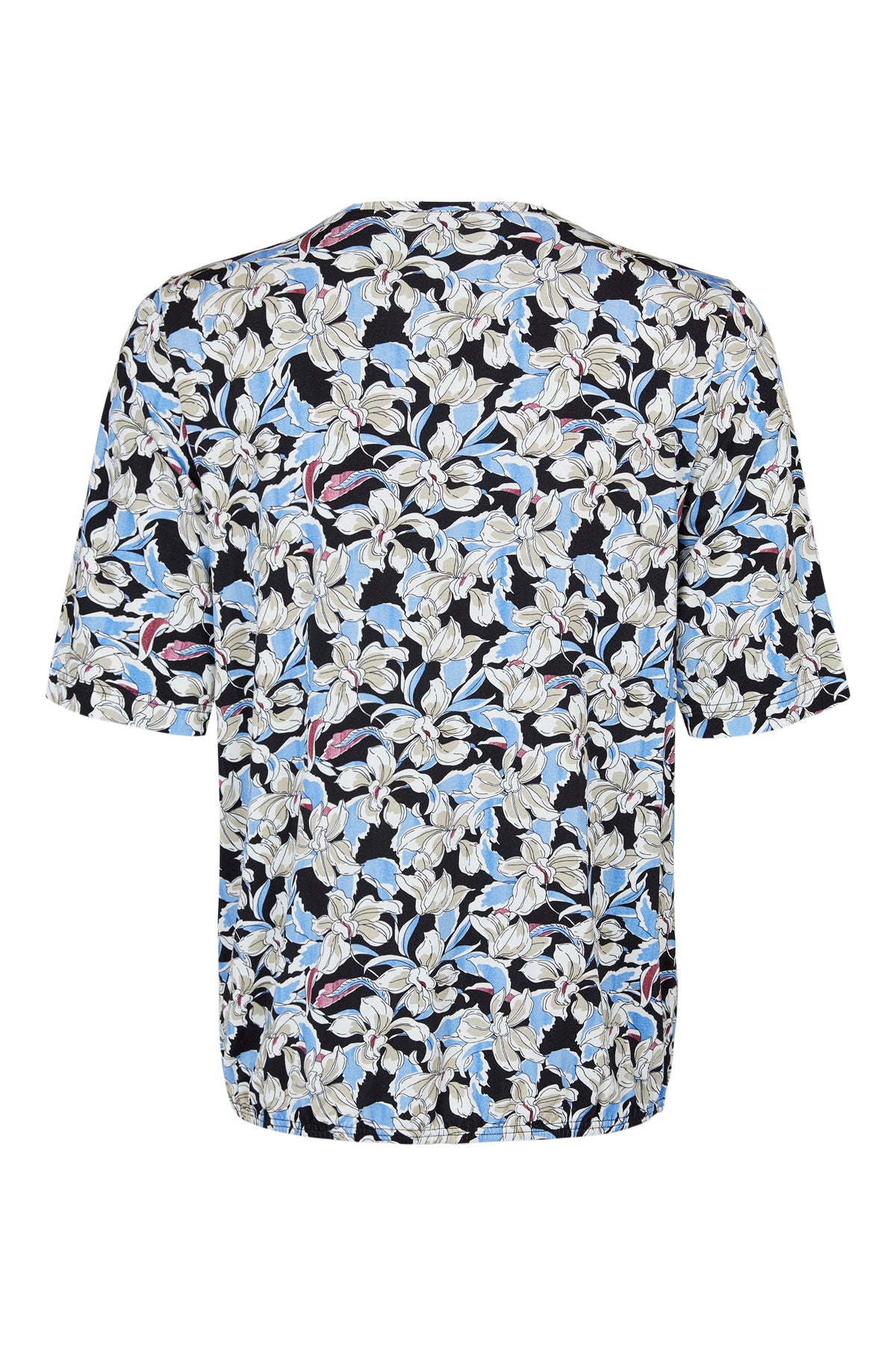 Sunday Blue, Cream and Burgundy Pattern Top