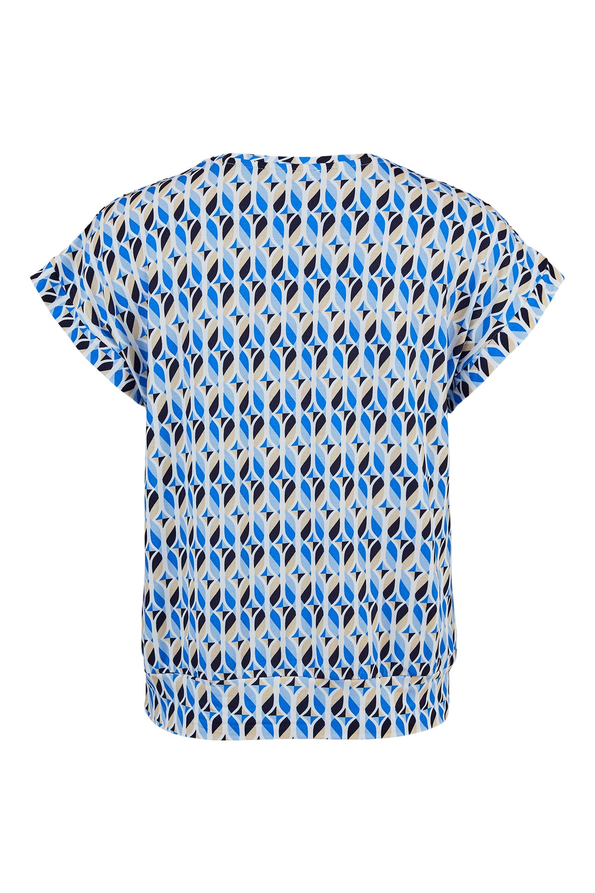Sunday Beige, Cream and Blue Print Luxury T-Shirt
