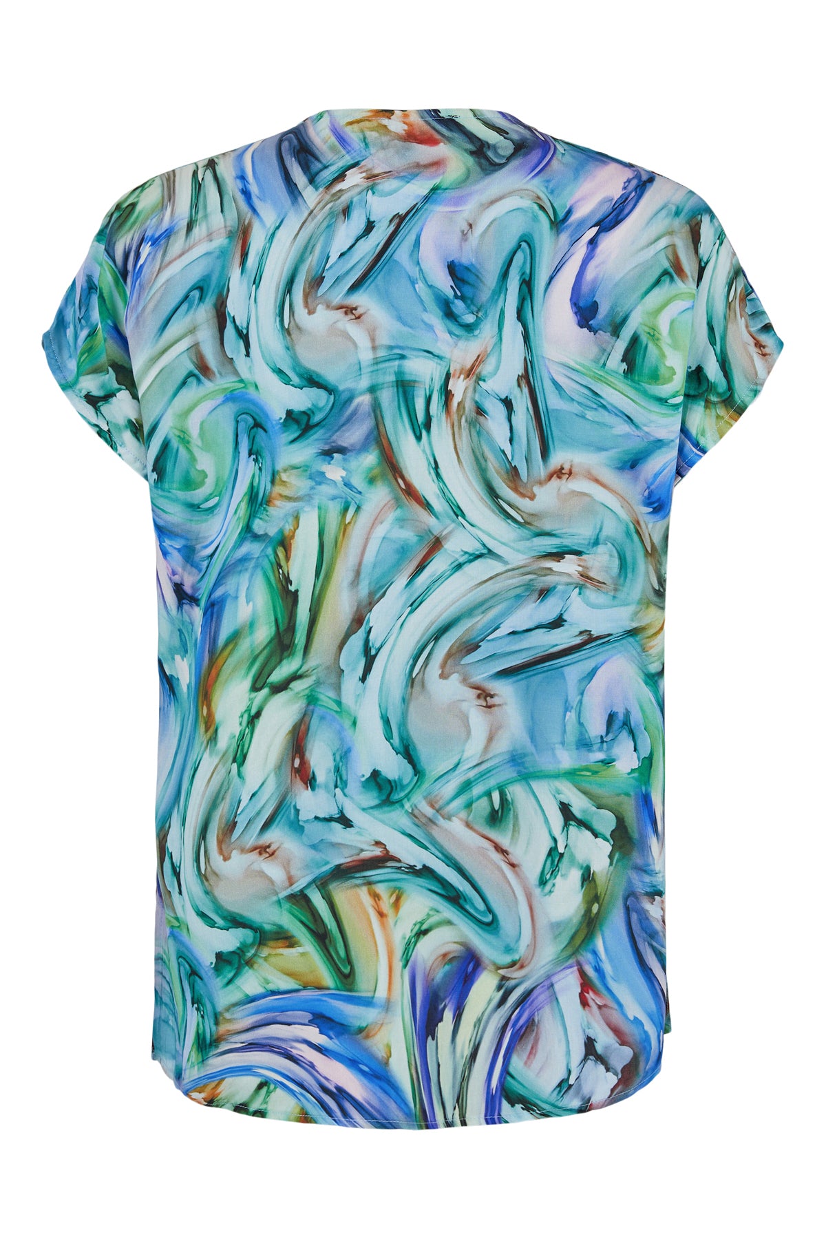 Sunday Aqua and Blue Swirl Print Luxury Top