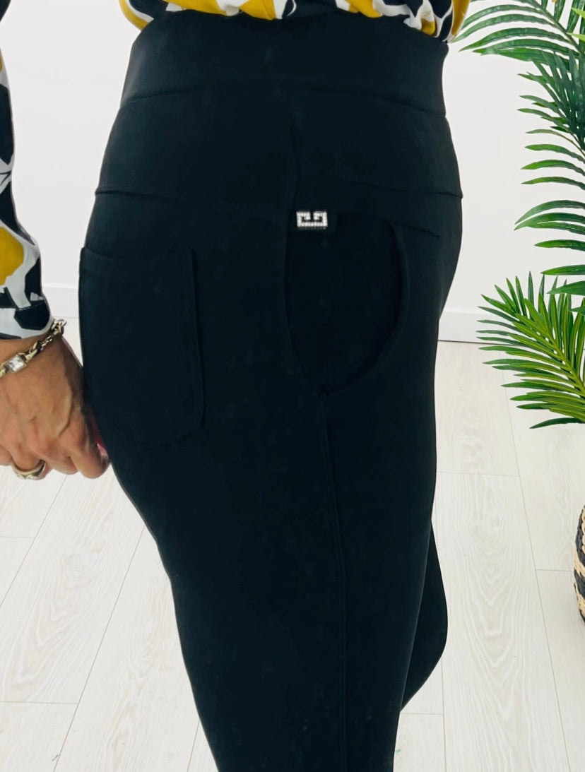 Holly Black Stretch Cotton Leggings