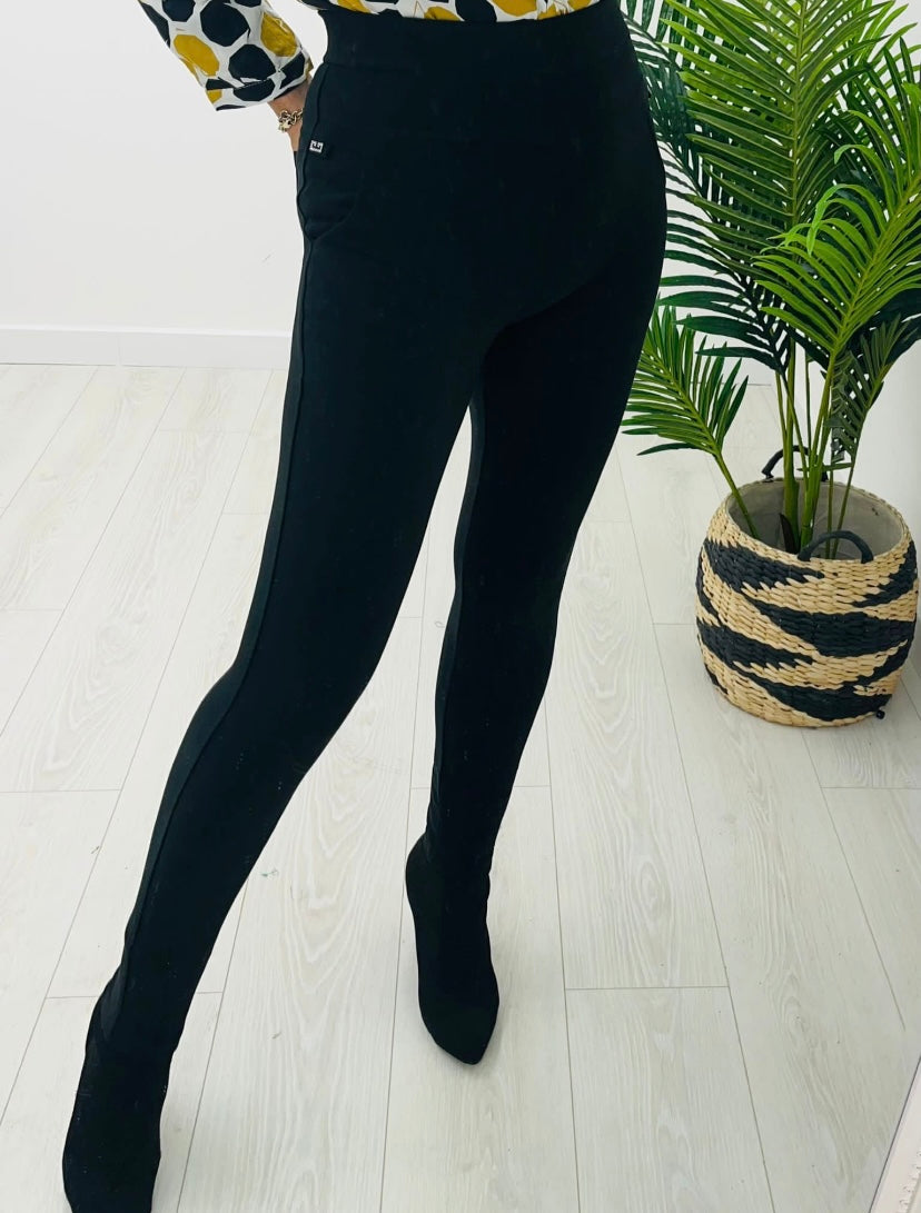 Holly Black Stretch Cotton Leggings
