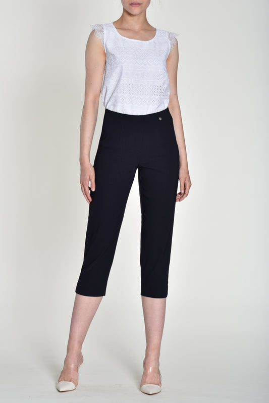 Robell Marie Navy Cropped Trouser