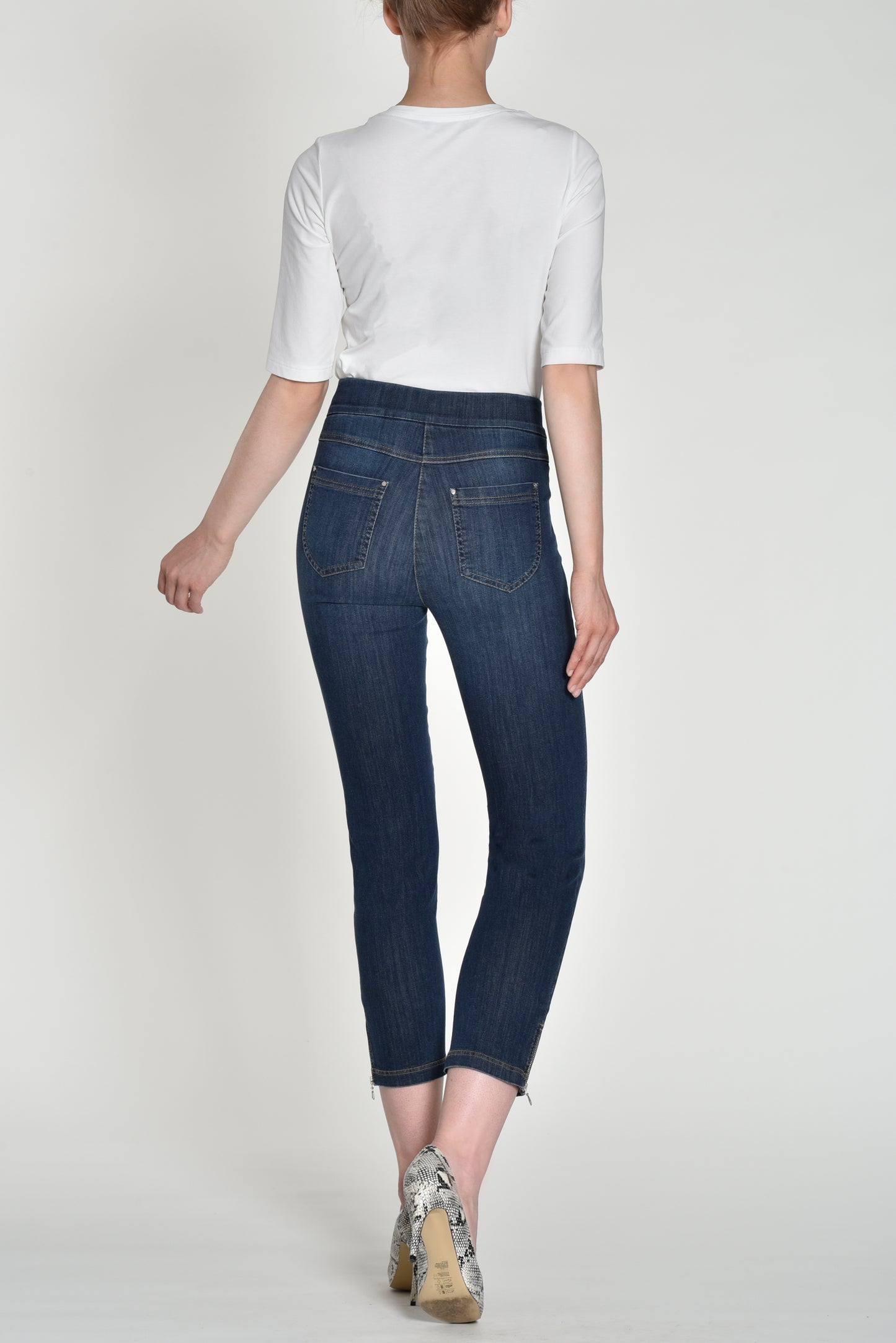 Robell Nena Denim Zip Detail Trousers