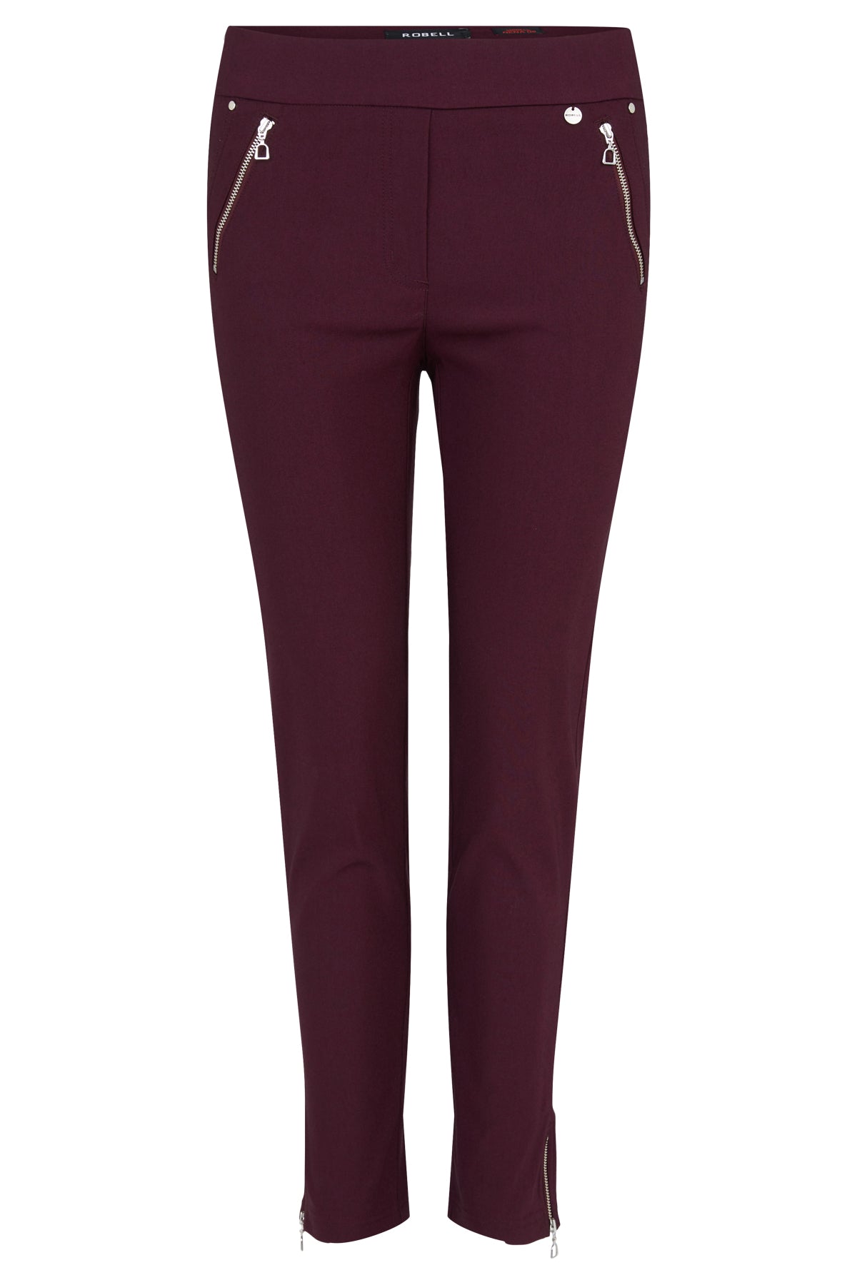 Robell Nena Burgundy Zip Detail Trousers