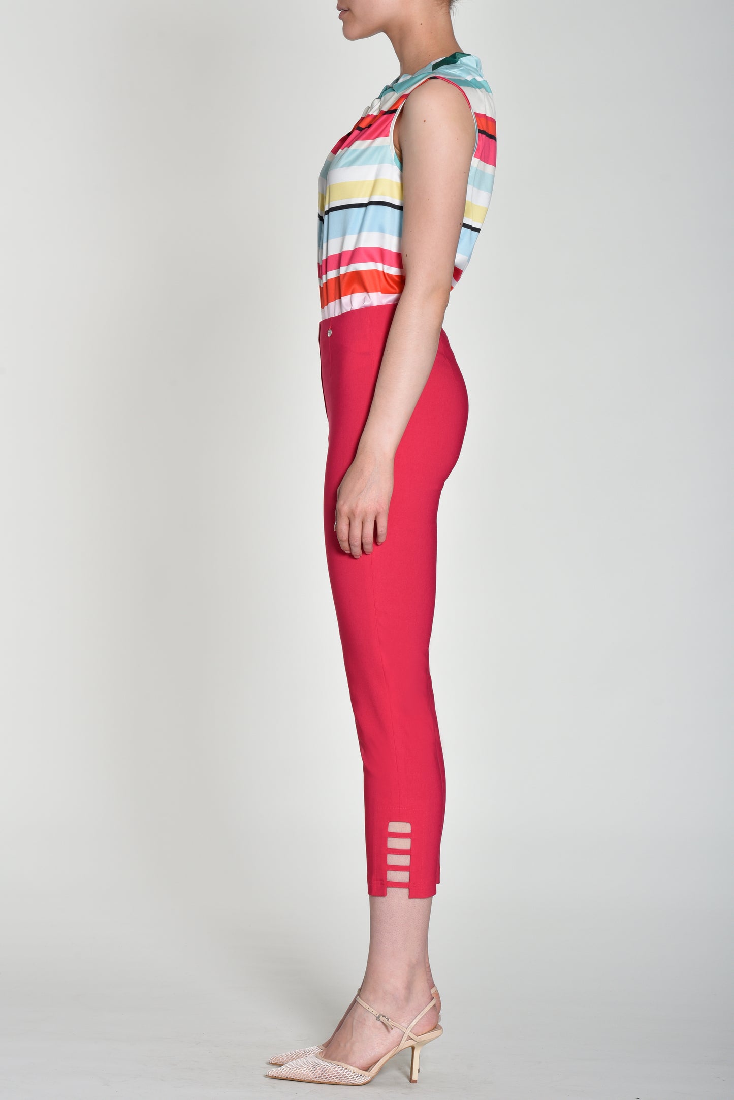 Robell Lena Raspberry Trousers with Ladder Detail