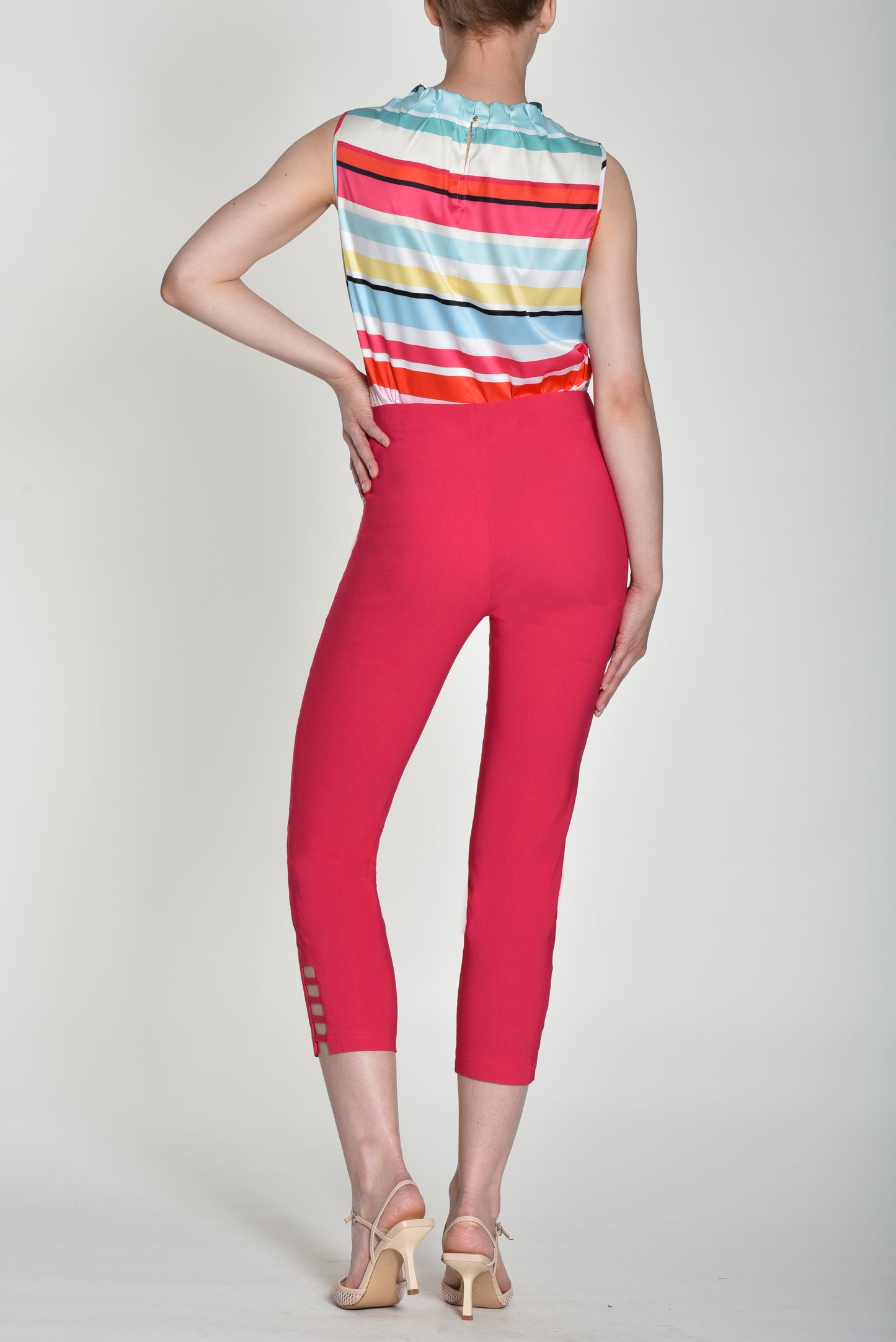 Robell Lena Raspberry Trousers with Ladder Detail