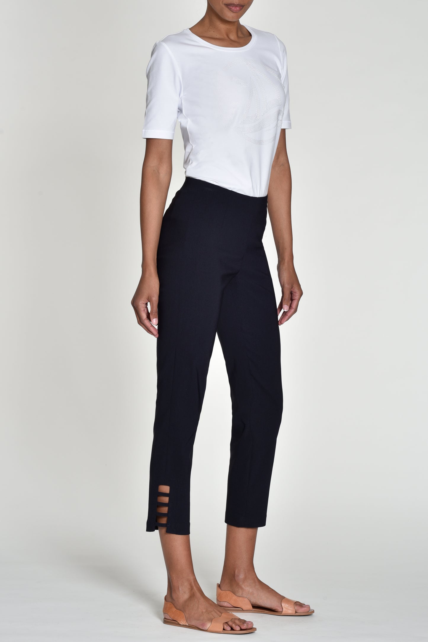 Robell Lena Navy Trousers with Ladder Detail