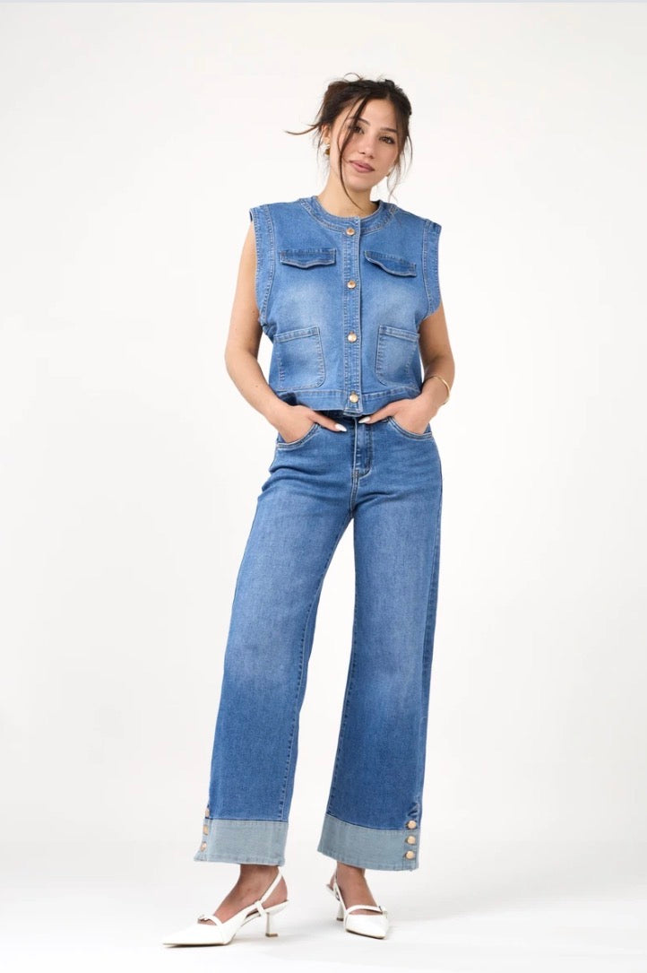 Cassie Light Wash Wide Leg Denim Jeans