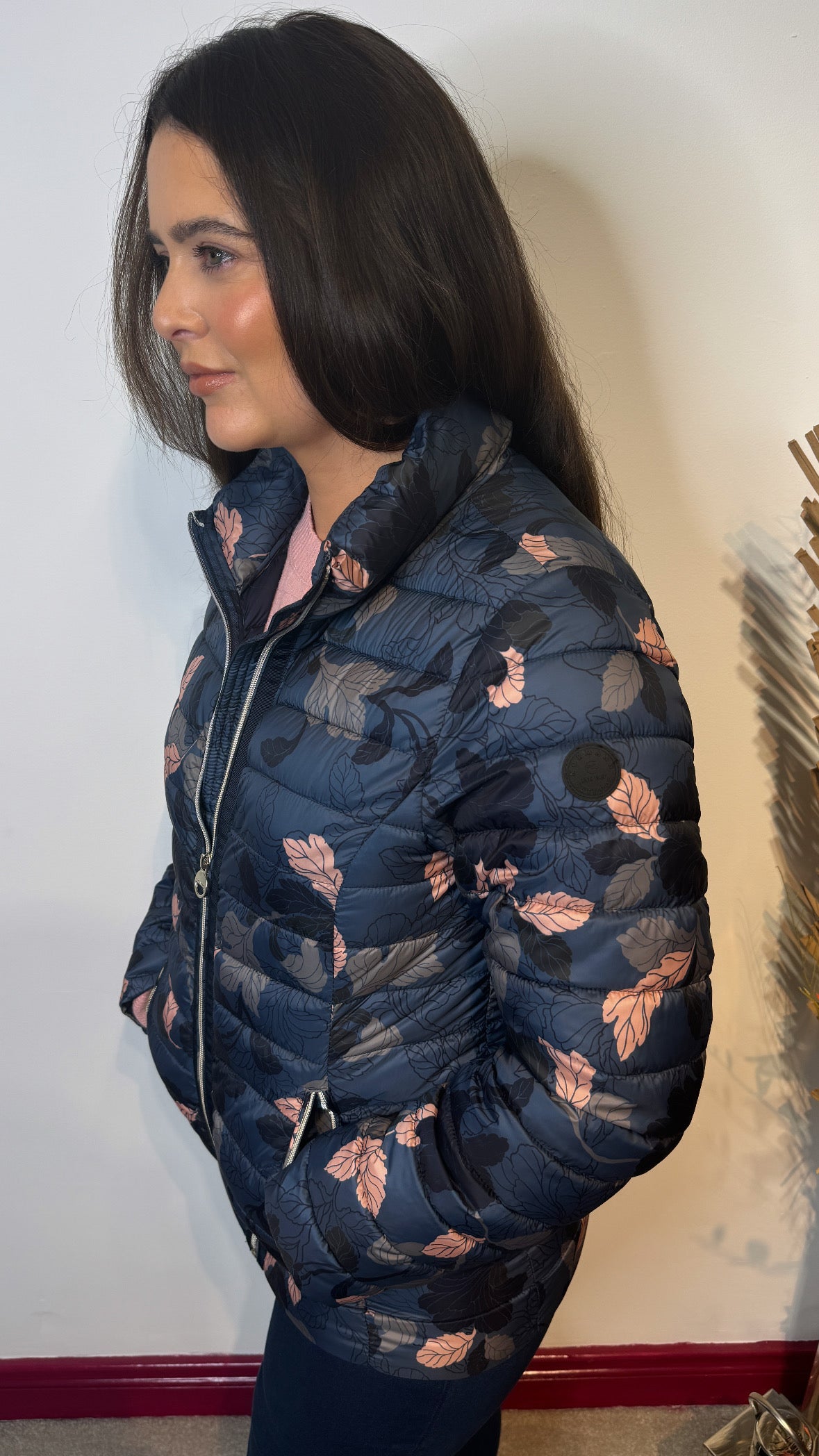 Normann Navy Leaf Print Luxury Jacket