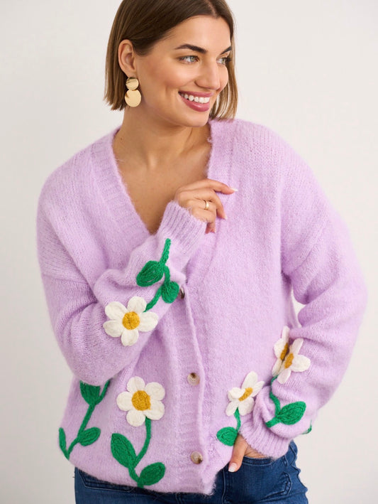 Cara Lilac Daisy Cardigan