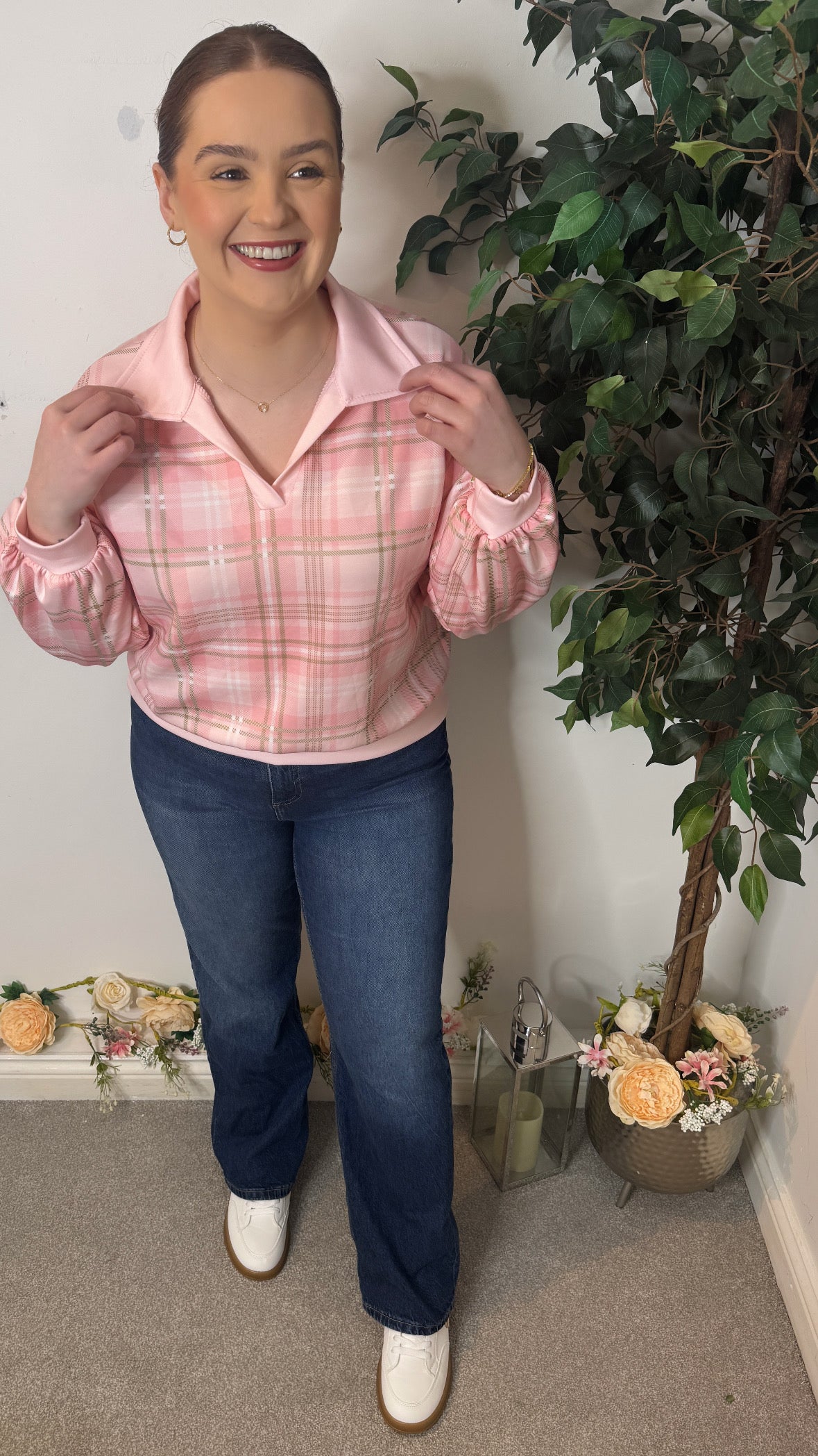 Vallie Pink Check Sweater