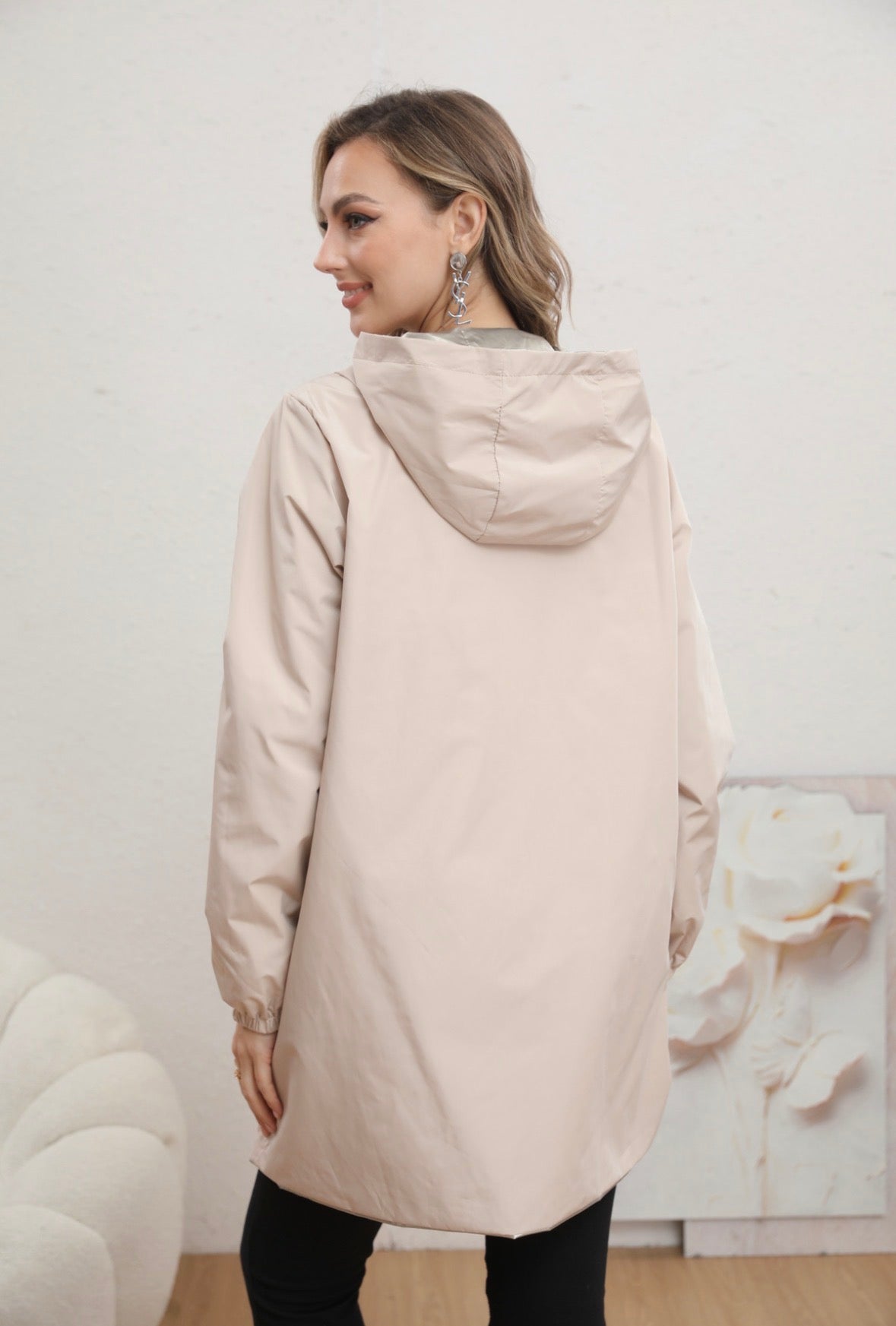 Spria Reversible Beige Gold Raincoat