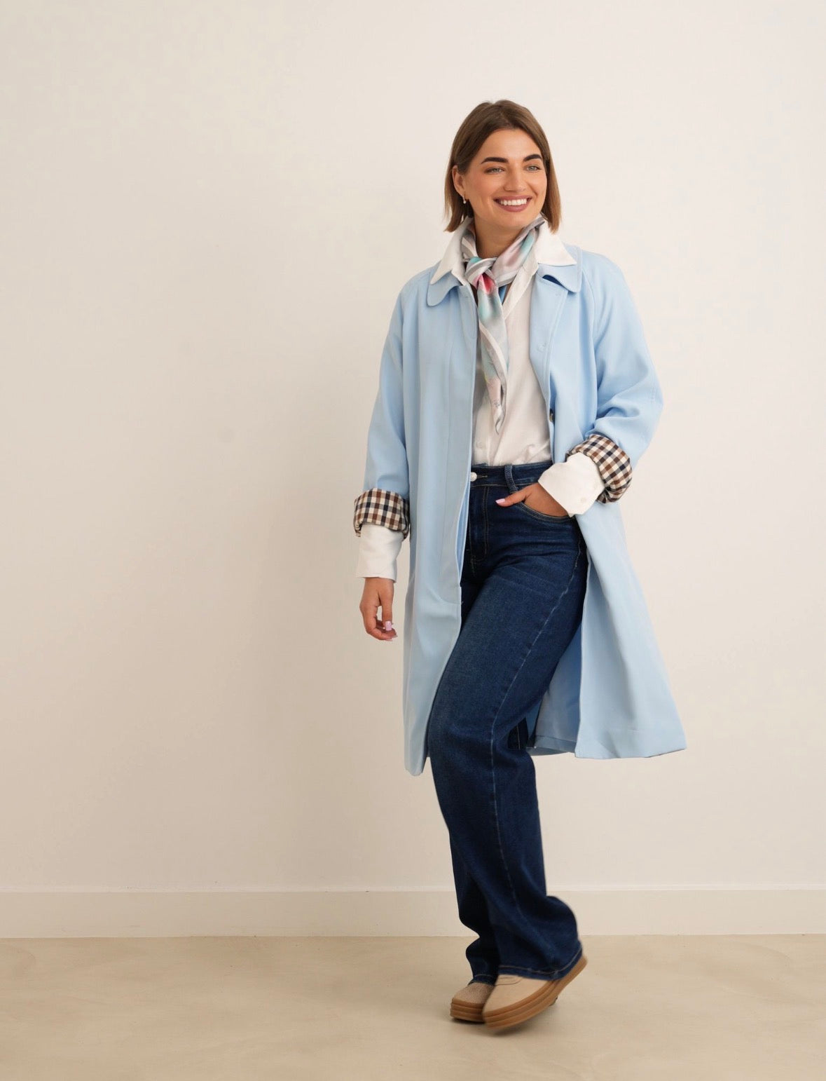 Harper Baby Blue Mac Coat