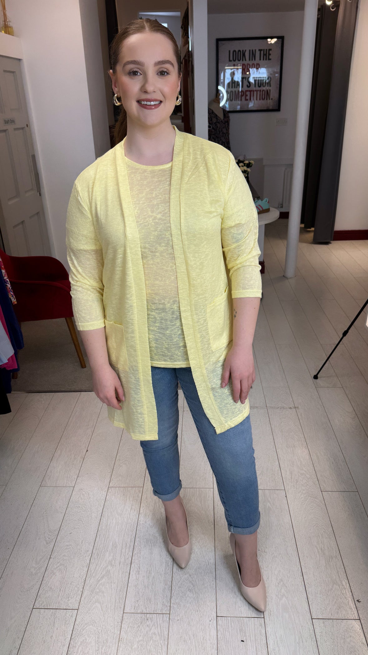 Rhea Lemon longline Summer Cardigan