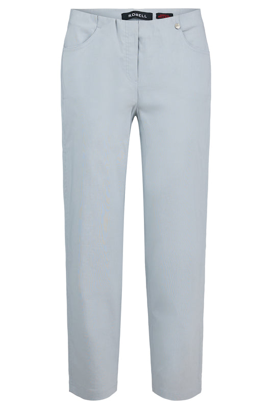 Robell Bella Pearl Grey Slim 68cm Length Trousers (No Turn-Up)
