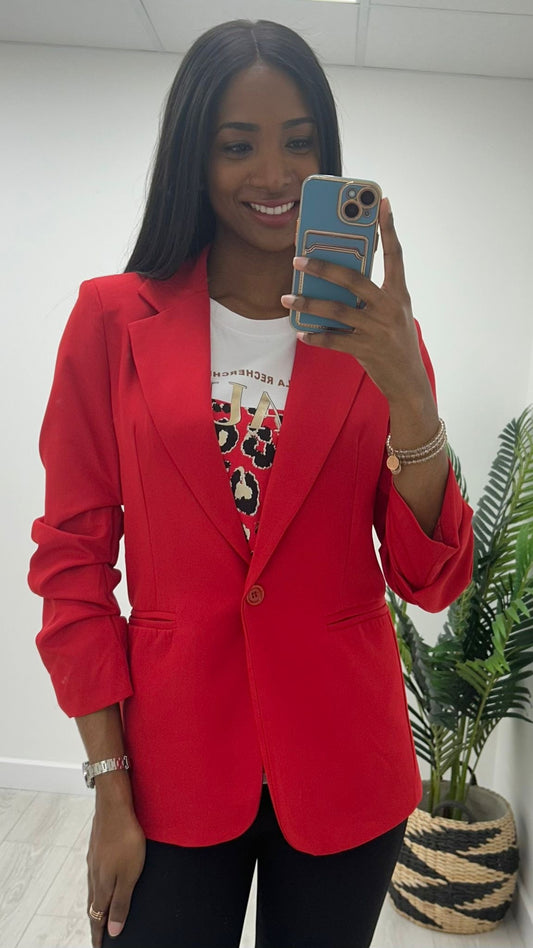 Lexi Red Button Blazer