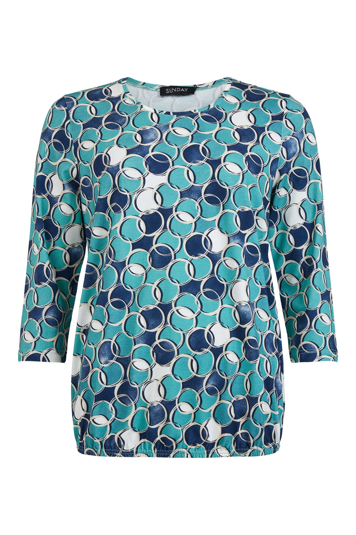 Sunday Teal & Beige Circular Print Top