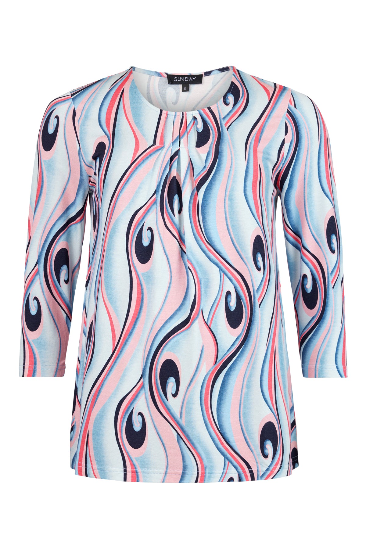 Sunday Aqua Swirl Print Top