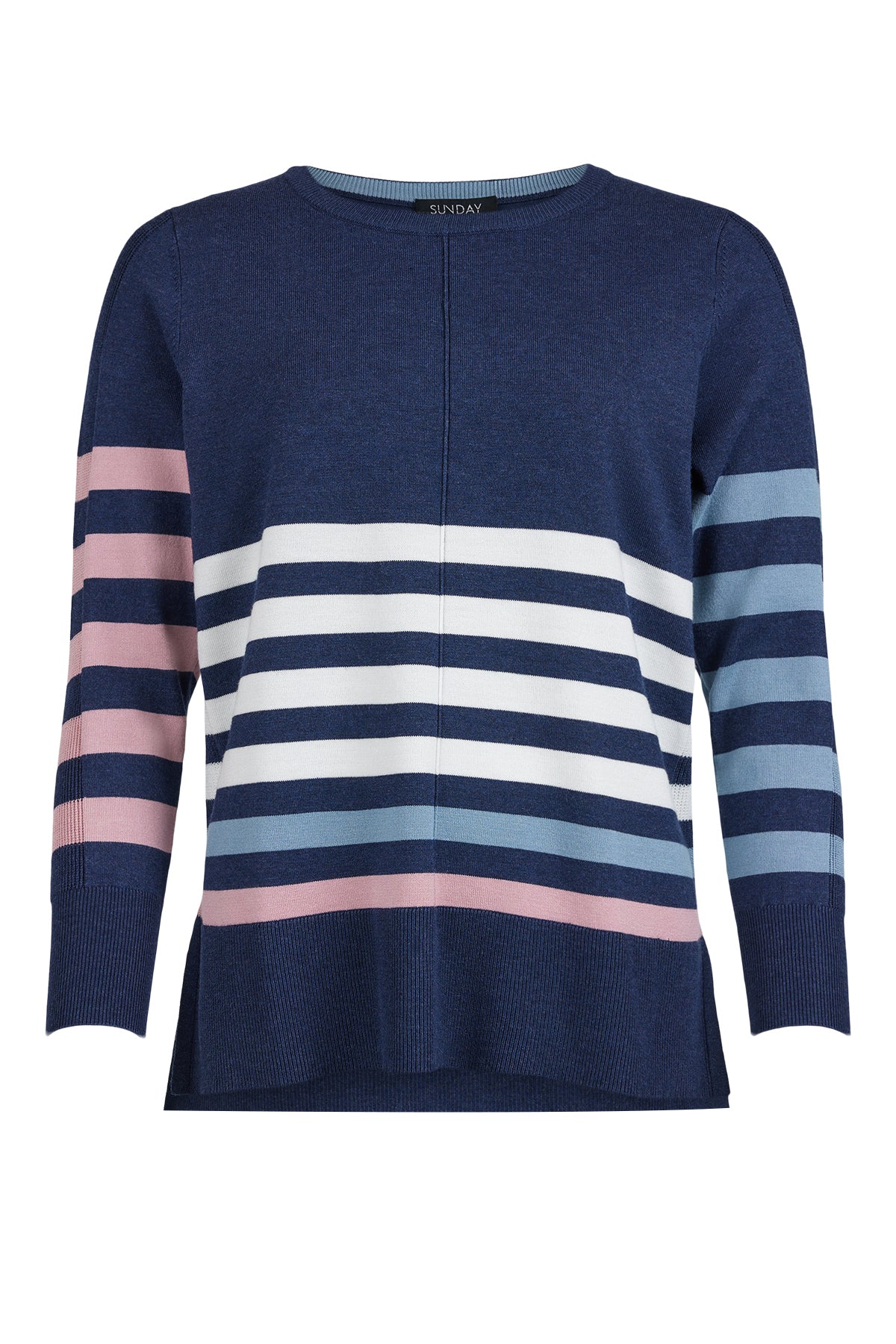 Sunday Navy Striped Blue and Pink Pullover