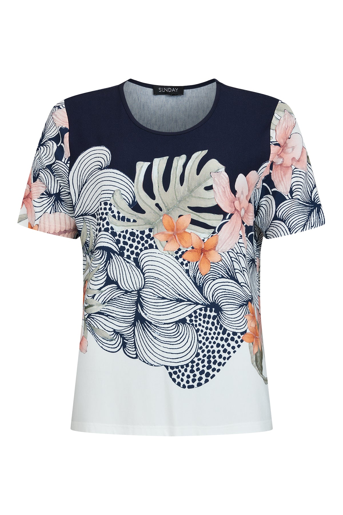 Sunday Navy & Khaki Tropical Print Top