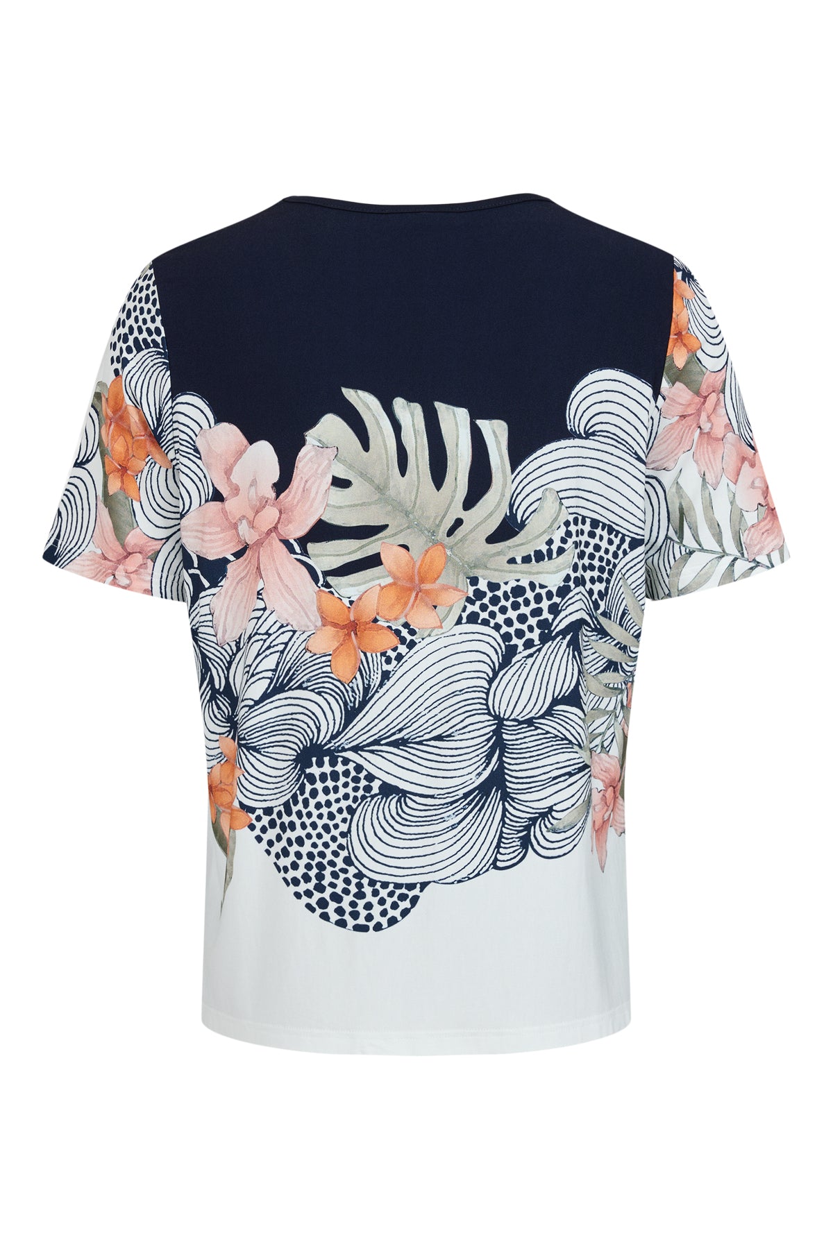 Sunday Navy & Khaki Tropical Print Top