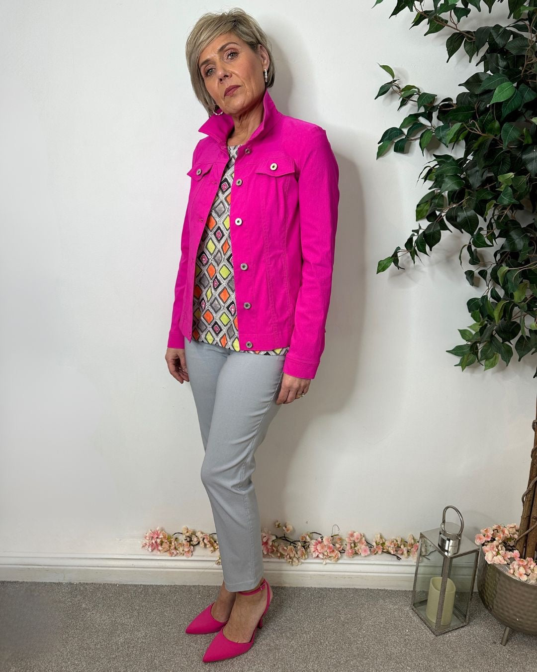 Nico Grey Diamond Print T-Shirt