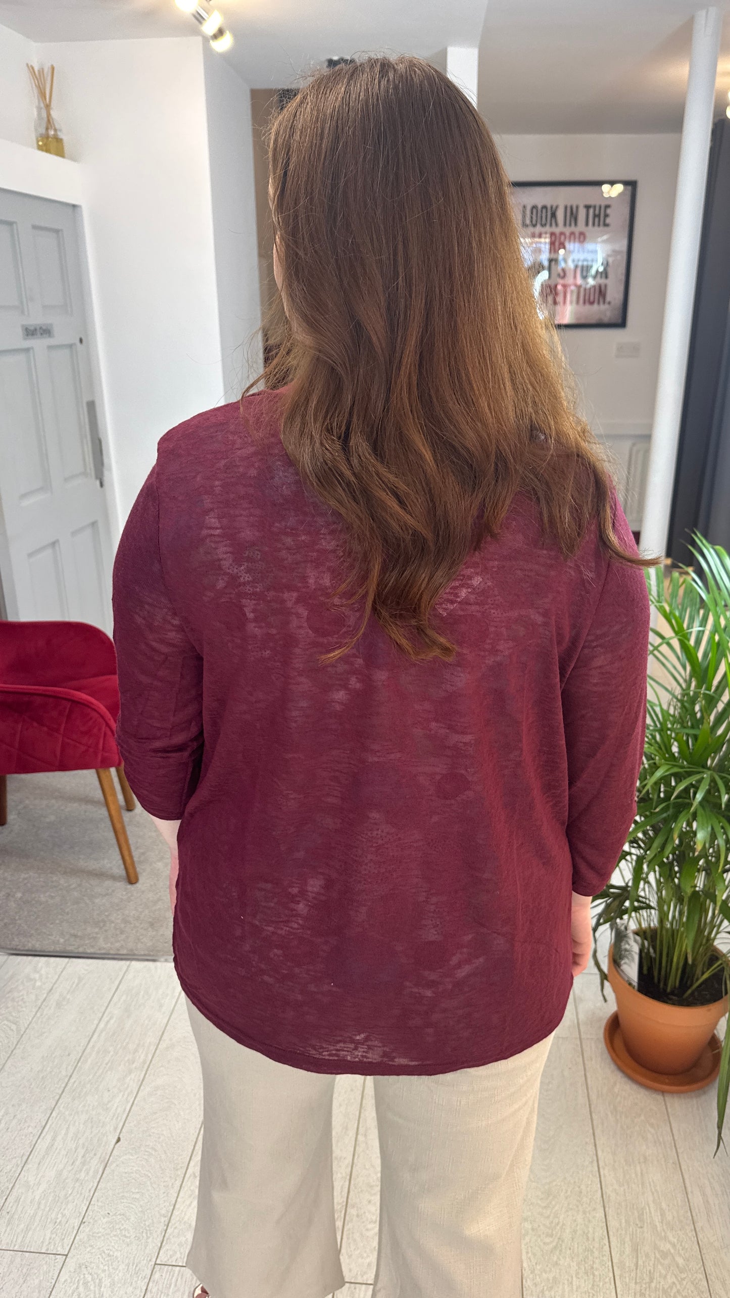 Rhea Burgundy Lightweight Summer Cardigan