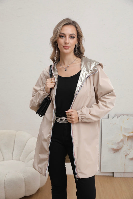 Spria Reversible Beige Gold Raincoat