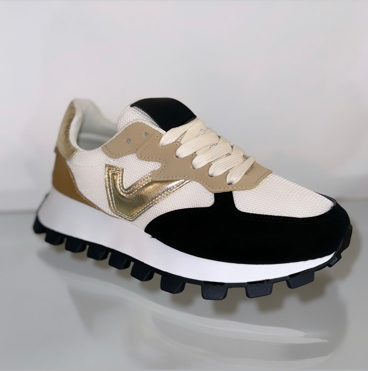 Gigi Black & Gold Trainers