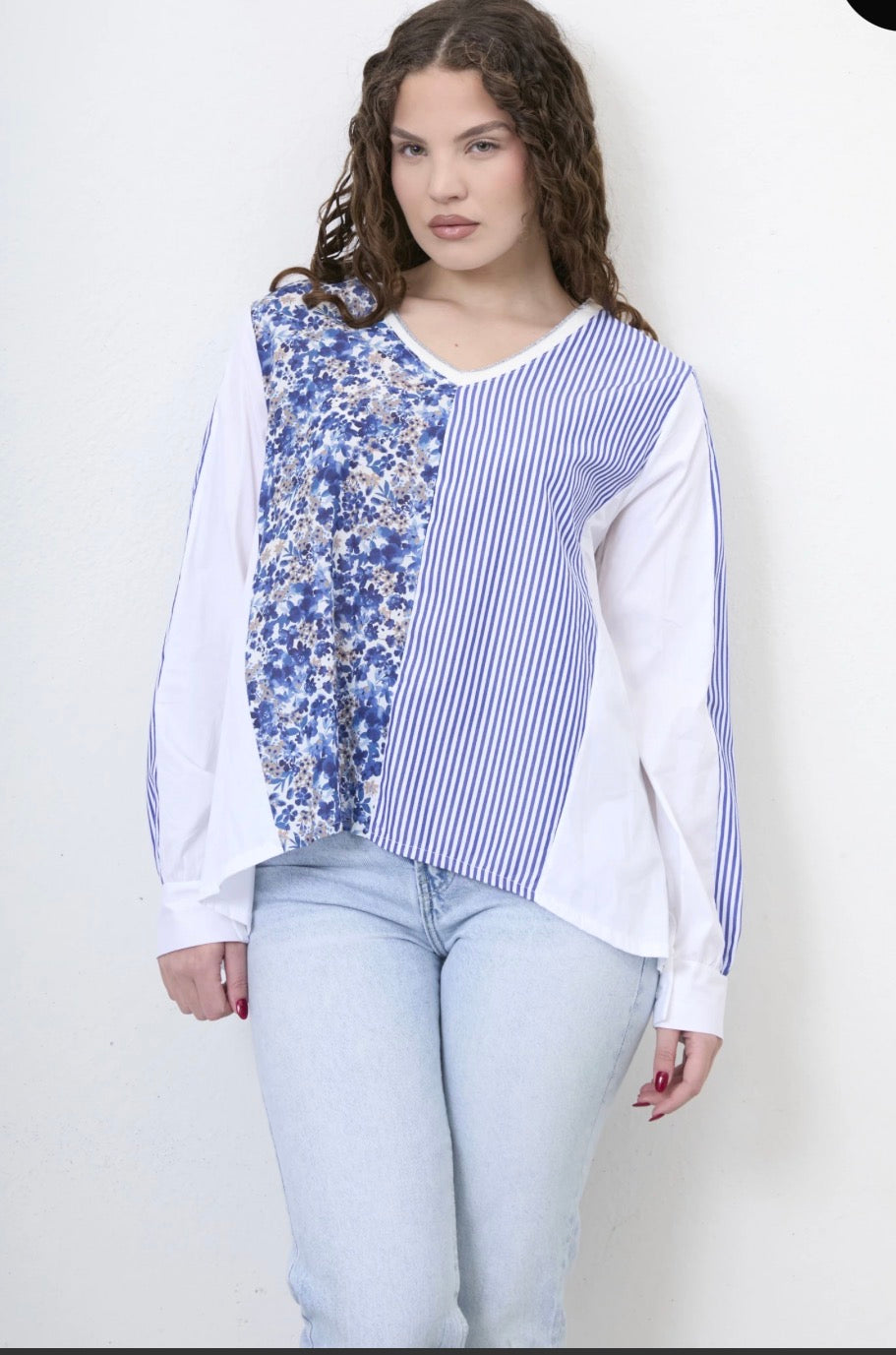 Toni White Striped Blouse