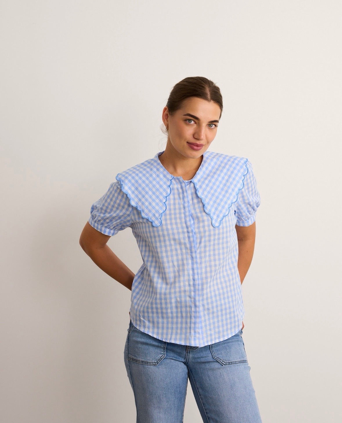 Lydia Blue Check Blouse