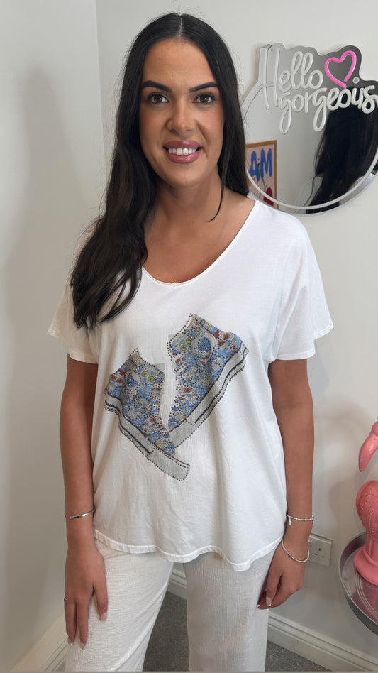 Carla V Neck "Trainer" T-Shirt