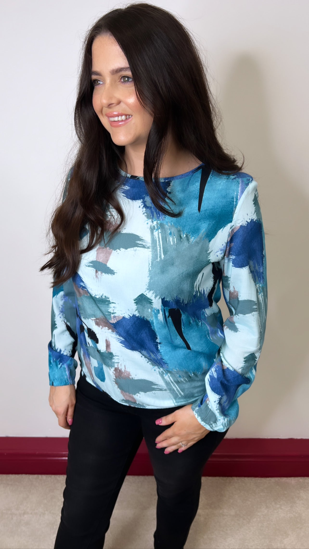 Angie Blue Aqua and Teal Blouse