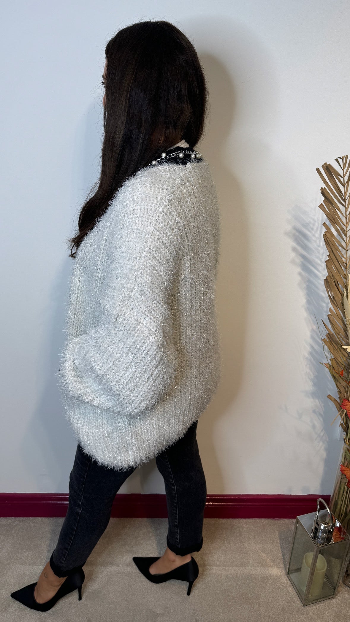 Gabby Grey Pearl Cardigan