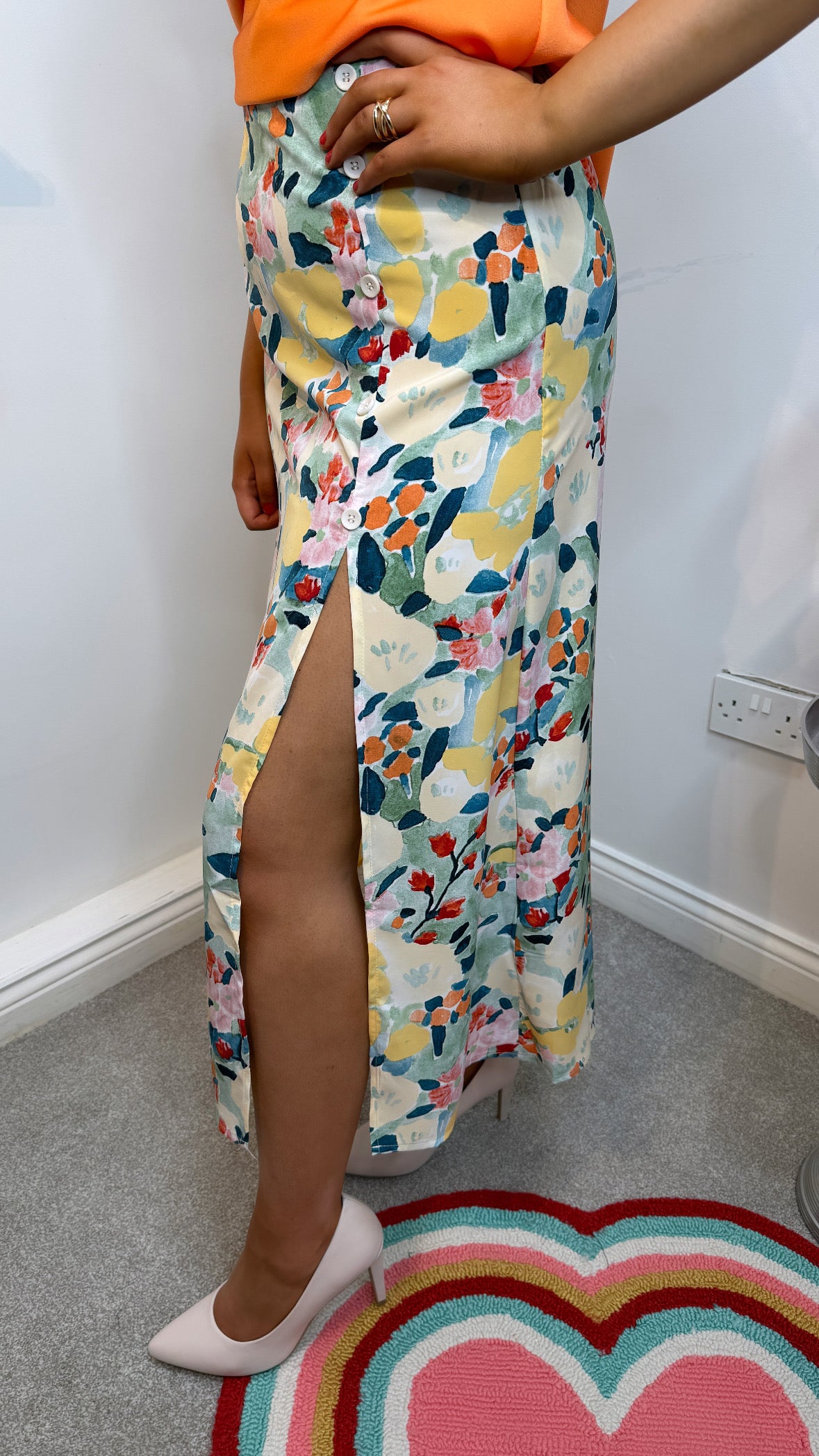 Veena Pastel A-Line Floral Skirt