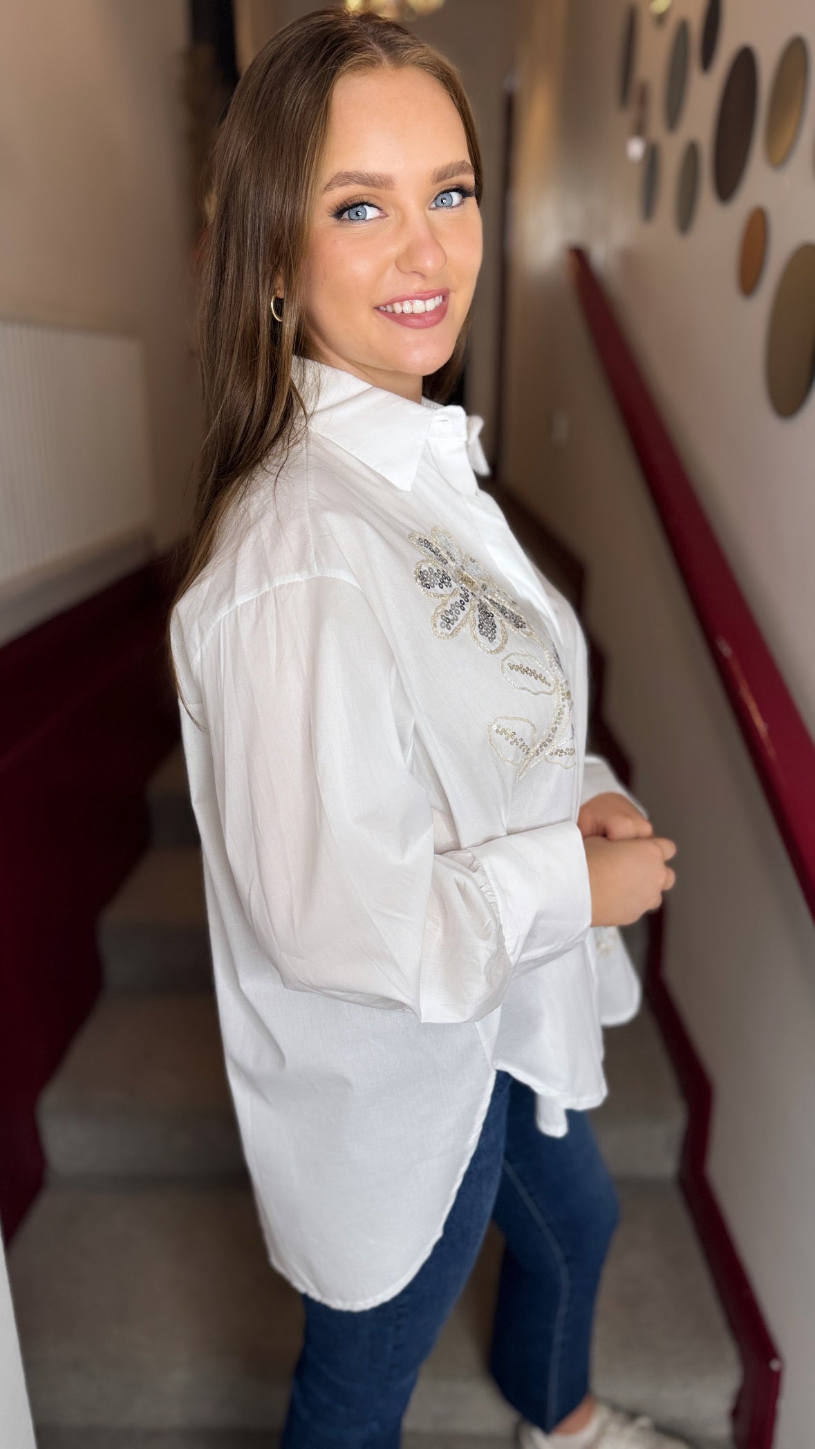 Toni White Embellished Shirt
