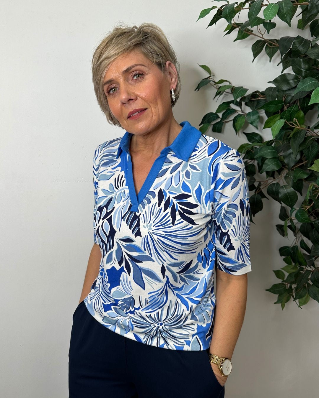 Briana Blue Print Shirt