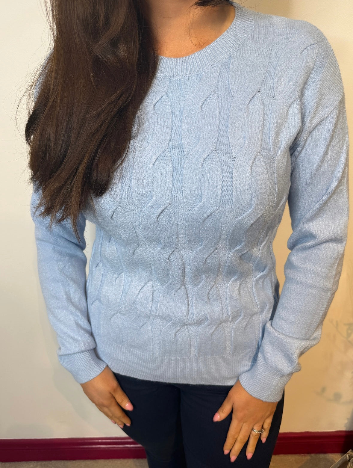 Samantha Baby Blue Cable Knit Pullover