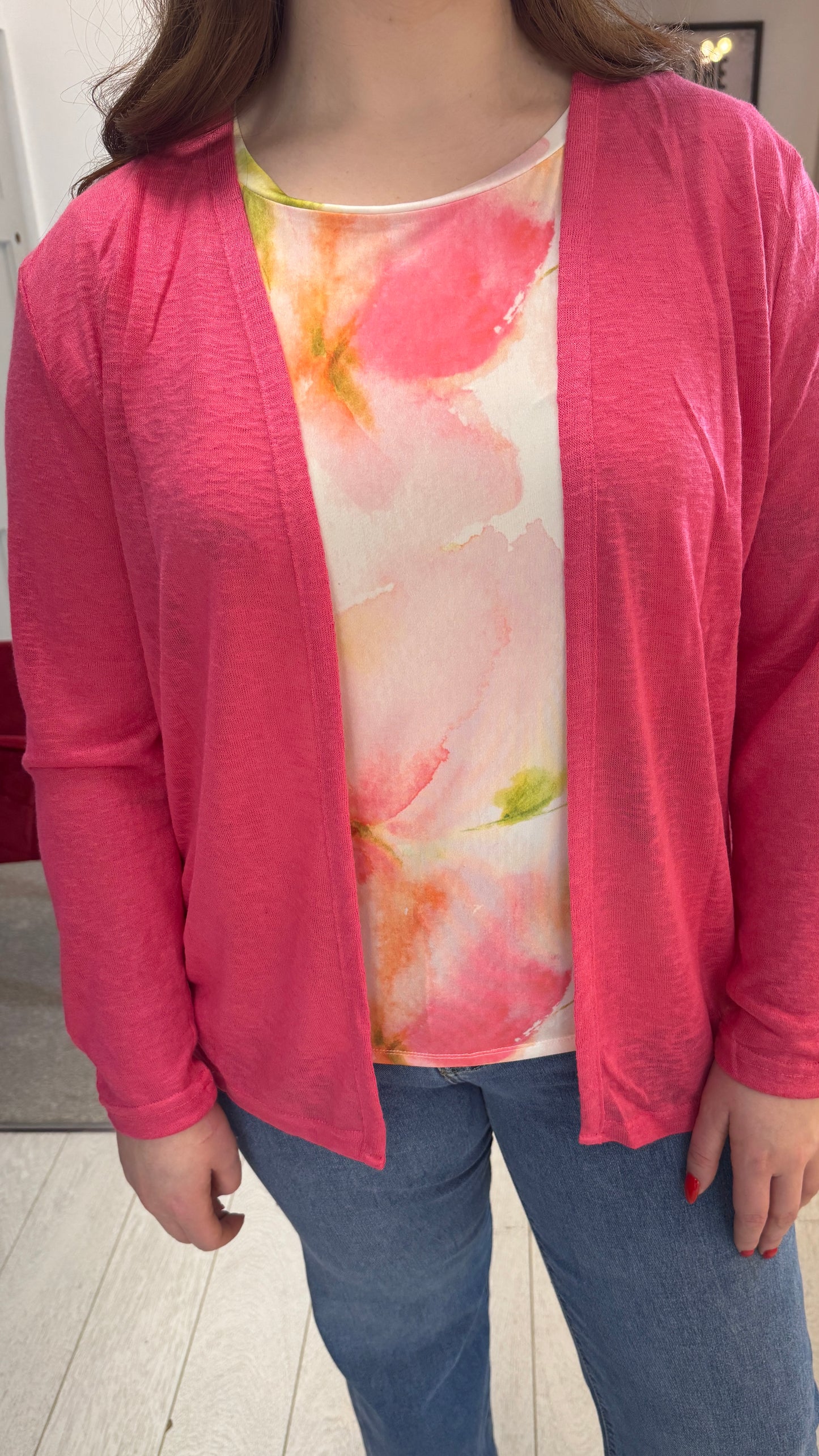 Rhea Raspberry Lightweight Summer Cardigan
