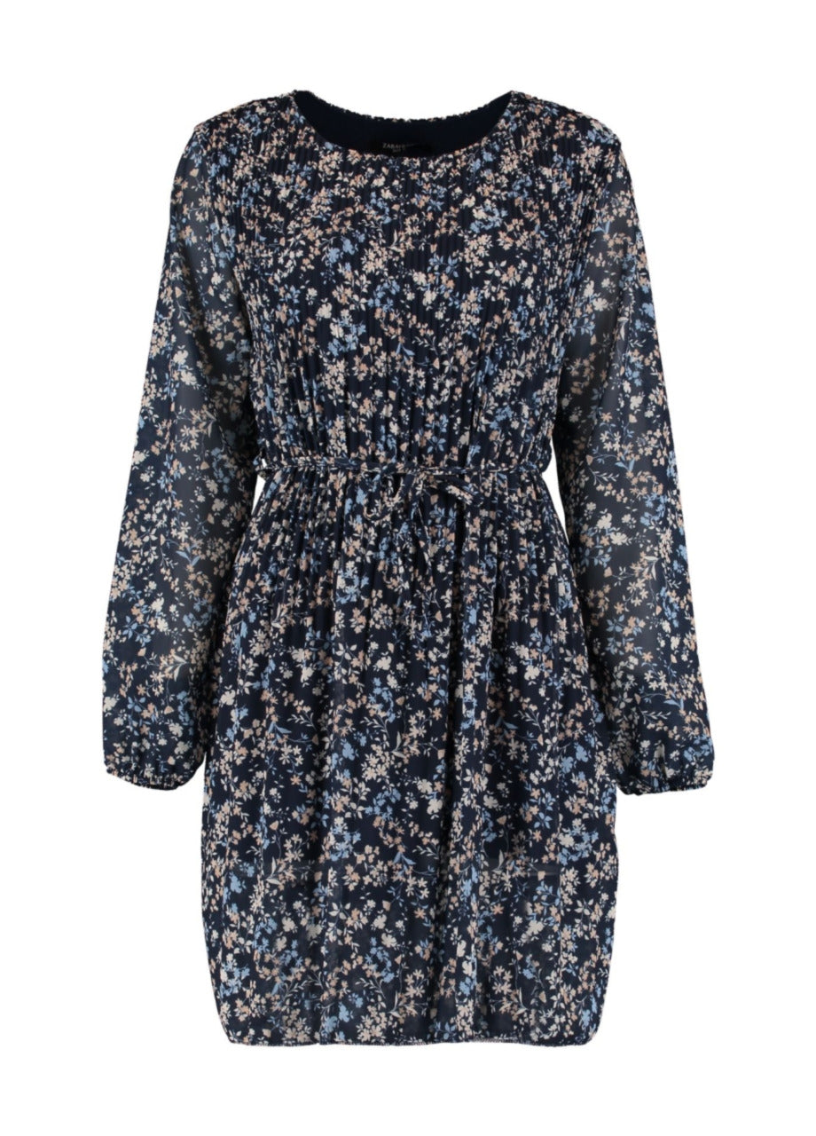 Anja Navy Ditsy Print Mini Dress