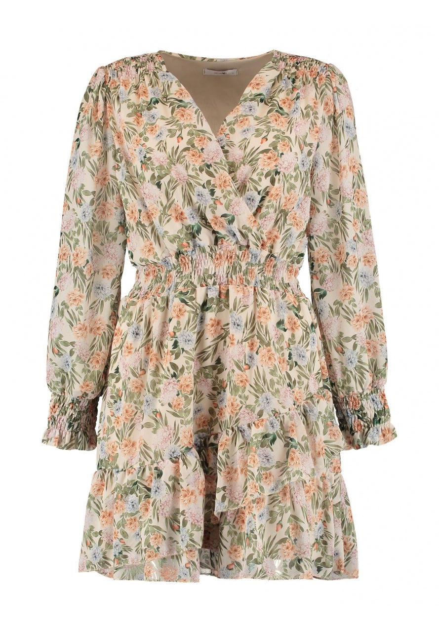 Belia Beige Flower Mini Dress