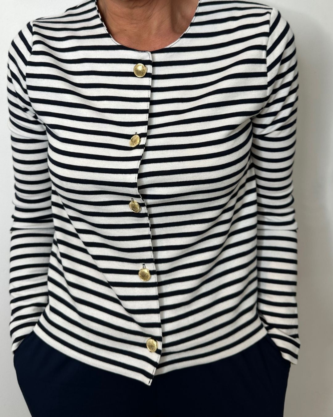 Beverly Navy Striped Cardigan