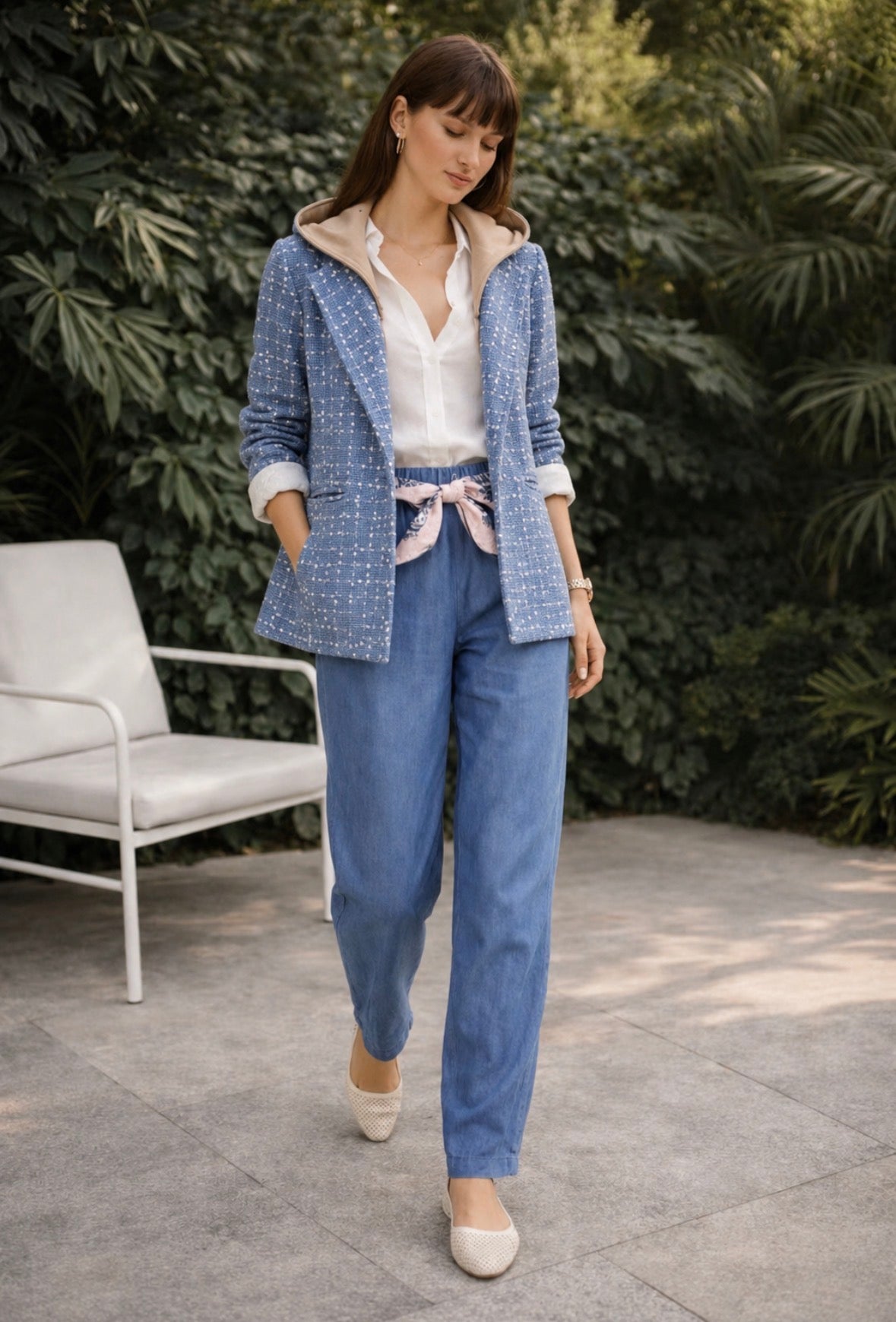 Lola Baby Blue Hooded Blazer