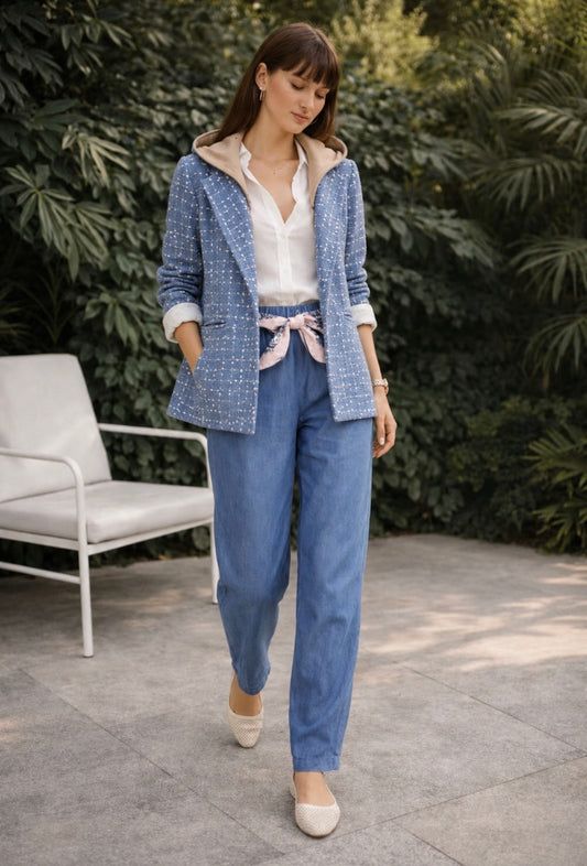 Lola Baby Blue Hooded Blazer