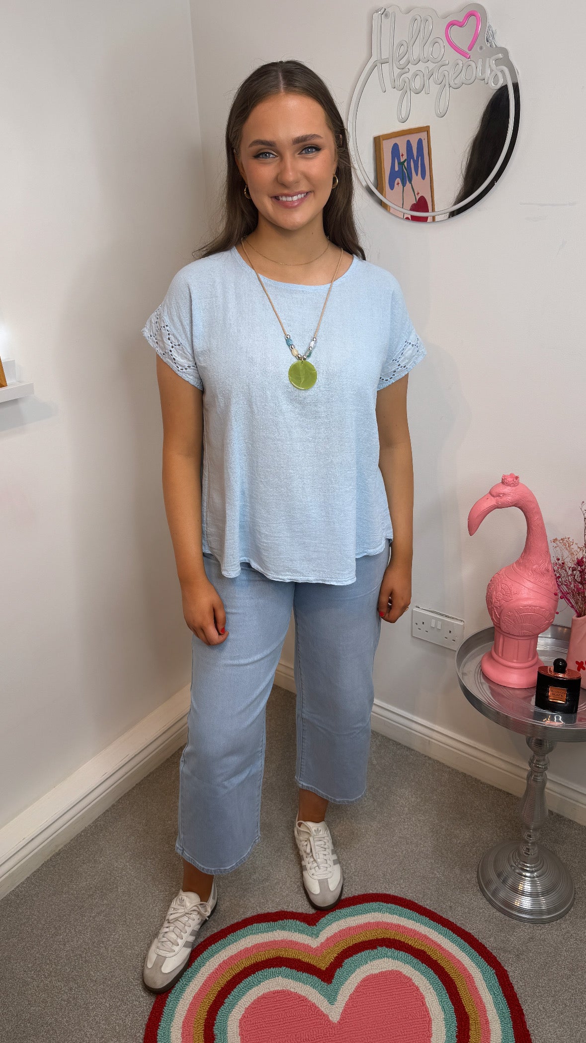 Calista Blue Cotton Blouse