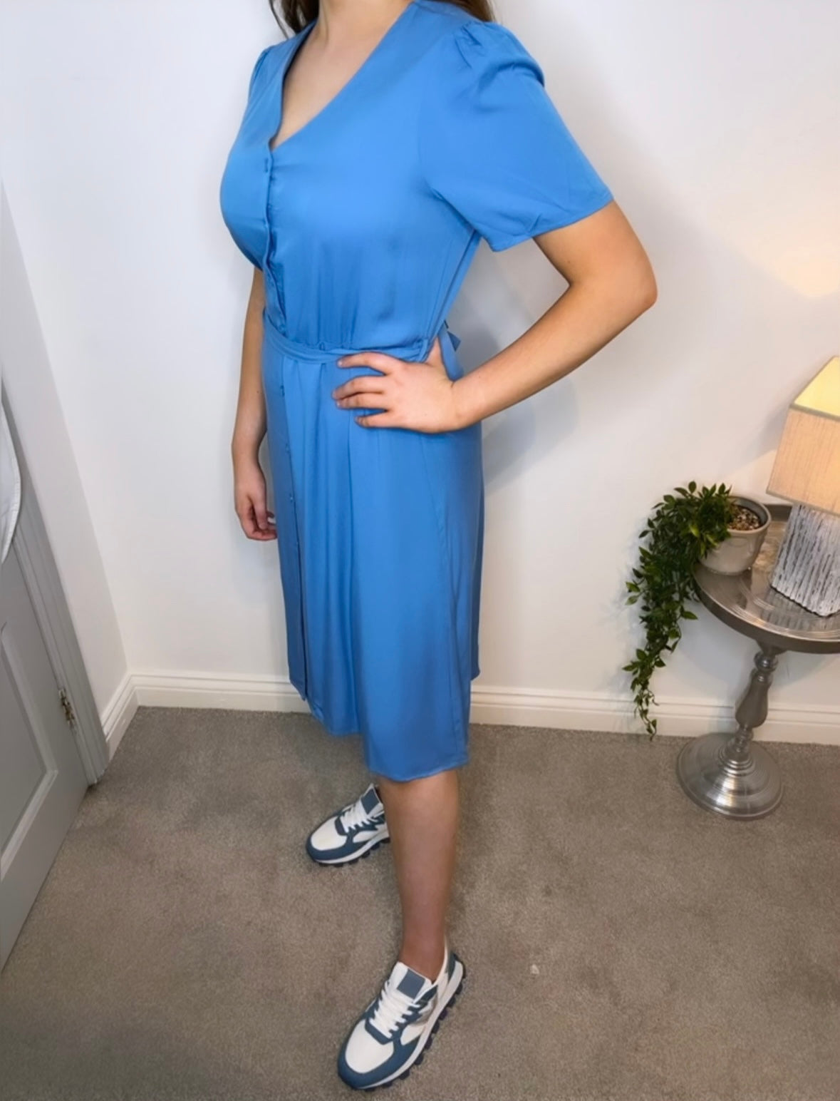 Sara Petrol Blue Midi Dress