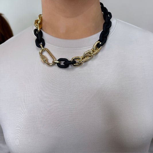 Dara Black & Gold Chain Necklace