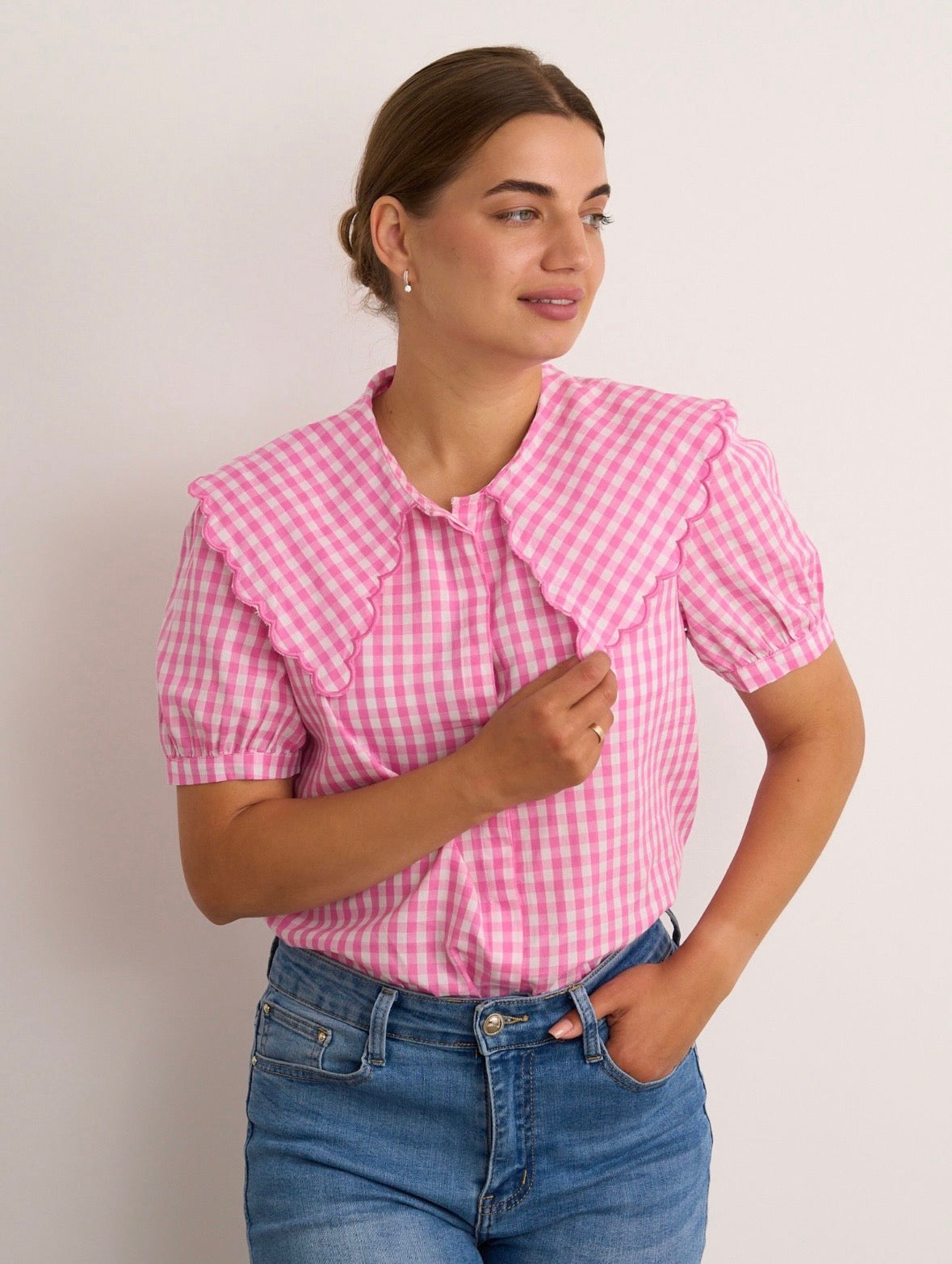 Lydia Baby Pink Check Blouse