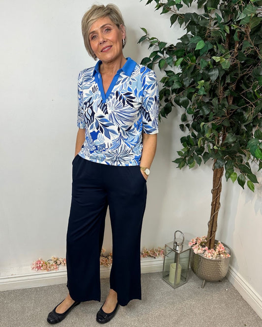 Briana Blue Print Shirt