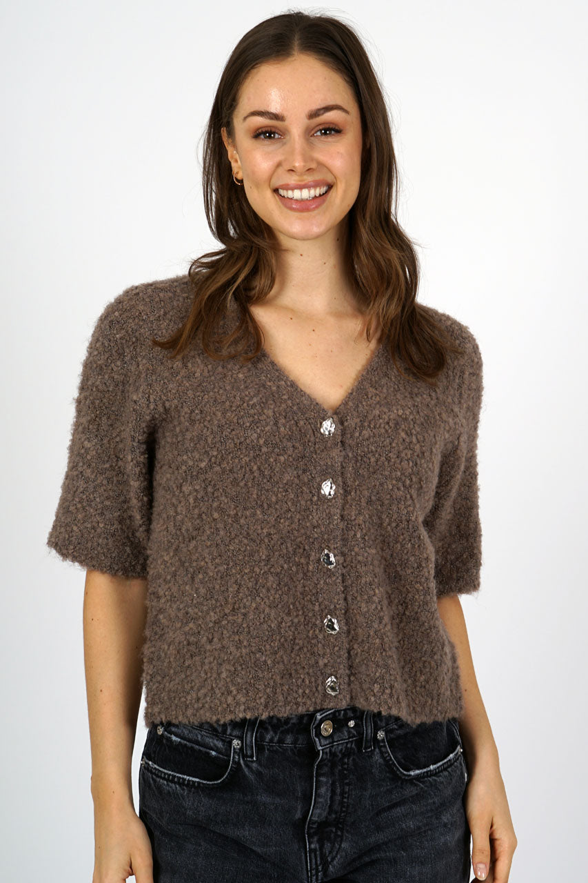 Sara Taupe Teddy Cardigan
